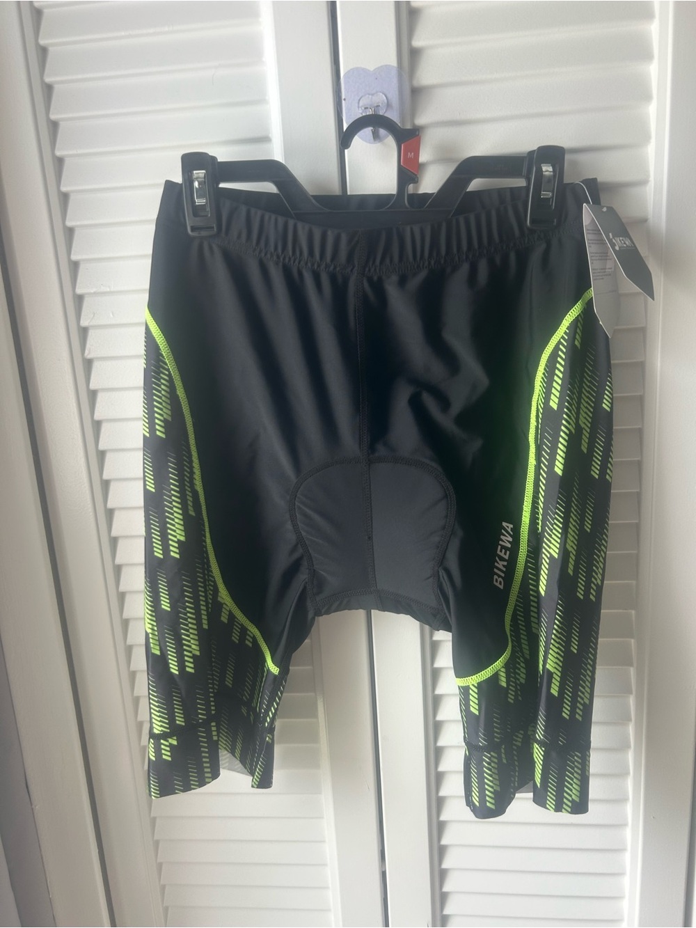 Men’s Black Athletic Cycling Shorts with Neon Green Accents
